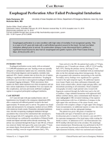 Esophageal Perforation After Failed Prehospital Intubation