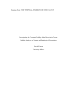 Investigating the Construct Validity of the Dissociative Taxon: Stability Analyses of Normal and Pathological Dissociation