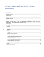 Critical Thinking 101: An information literacy module for undergraduate seminars