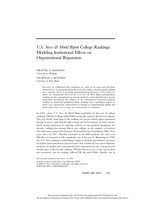 U.S. News & World Report College Rankings: Modeling Institutional Effects on Organizational Reputation