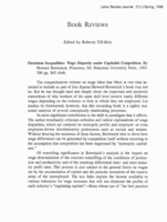 Review of Persistent Inequalities: Wage Disparity under Capitalist Competition