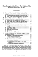 Class Struggle at the Door: The Origins of the Portal-to-Portal Act of 1947