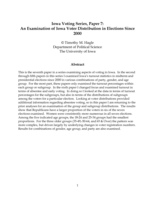 Iowa Voting Series, Paper 7: An Examination of Iowa Voter Distribution in Elections Since 2000