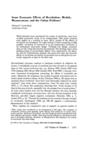 Some Economic Effects of Revolution: Models, Measurement, and the Cuban Evidence