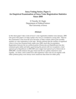 Iowa Voting Series, Paper 1: An Empirical Examination of Iowa Voter Registration Statistics Since 2000