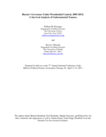 Russia’s Governors Under Presidential Control, 2005-2012: A Survival Analysis of Gubernatorial Tenures