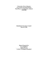 University of Iowa Libraries User Needs Assessment Project, Final Phase: A Comparative Analysis 1998-2000