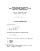 Iowa's Homestead Exemption: Twenty-Five Years of Bankruptcy Court Application and Development