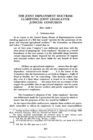 The Joint Employment Doctrine: Clarifying Joint Legislative-Judicial Confusion