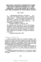 The Small-Business Exemption Under the Fair Labor Standards Act: The "Original" Accumulation of Capital and the Inversion of Industrial Policy