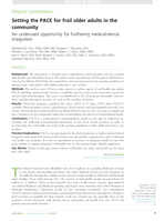 Setting the PACE for frail older adults in the community: An underused opportunity for furthering medical-dental integration