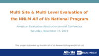 Multi Site & Multi Level Evaluation of  the NNLM All of Us National Program