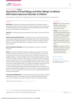 Association of Food Allergy and Other Allergic Conditions With Autism Spectrum Disorder in Children