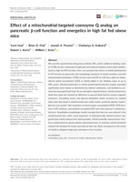 Effect of a mitochondrial‐targeted coenzyme Q analog on pancreatic β‐cell function and energetics in high fat fed obese mice