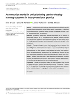 An emulation model in critical thinking used to develop learning outcomes in inter professional practice