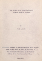 The effects of the Social Security Act upon the status of the Negro