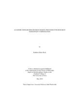 Academic researcher decision making processes for research participant compensation