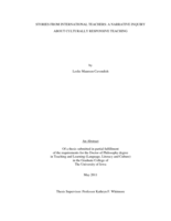 Stories of international teachers: a narrative inquiry about culturally responsive teaching