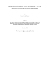 The impact of recognition on talent award winners: a follow-up study of Davidson Fellows Scholarship winners