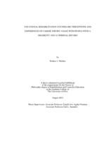 Vocational rehabilitation counselors' perceptions and experiences of career theory usage with people with a disability and a criminal record