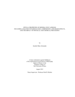 Optical properties of mineral dust aerosol including analysis of particle size, composition, and shape effects, and the impact of physical and chemical processing