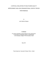 A critical evaluation of healthcare quality improvement and how organizational context drives performance