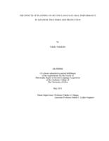 The effects of planning on second language oral performance in Japanese: processes and production