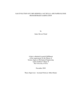 Gas evolution of corn kernels, oat hulls, and paper sludge from biomass gasification