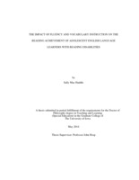 The impact of fluency and vocabulary instruction on the reading achievement of adolescent English language learners with reading disabilities