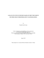 A Qualitative Study of Decision Making by First Time Parents for Their Child's Prekindgerten Year Programming