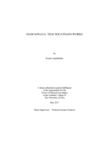 Siam sonata: Thai solo piano works