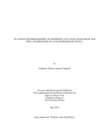 An annotated bibliography of modernist non-tonal piano music for the late-beginner to late-intermediate levels