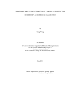 What role does leaders' emotional labor play in effective leadership? An empirical examination