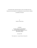 An exploratory cross-sectional study of interlanguage pragmatic development of expressions of gratitude by Chinese learners of English