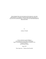 The intersection of counseling pychology and the prescriptive authority for psychologists movement: a qualitative exploration at the level of the professional organization