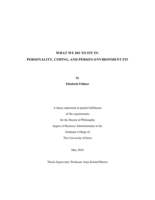 What we do to fit in: personality, coping, and Person-Environment fit