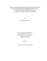 Characterizing the changes in teaching practice during first semester implementation of an argument-based inquiry approach in a middle school science classroom
