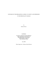 Extension of the hierarchical model of anxiety and depression to the personality domain