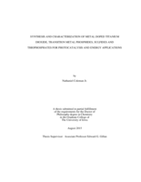 Synthesis and characterization of metal doped titanium dioxide, transition metal phosphides, sulfides and thiophosphates for photocatalysis and energy applications