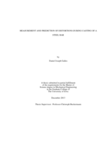 Measurement and prediction of distortions during casting of a steel bar