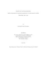 Politics of natural disaster: how governments maintain legitimacy in the wake of major disasters, 1990-2010