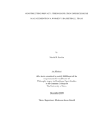 Constructing privacy: the negotiation of disclosure management on a women's basketball team