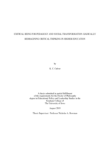 Critical being for pedagogy and social transformation: radically reimagining critical thinking in higher education