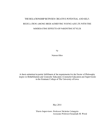 The relationship between creative potential and self-regulation among high achieving young adults with the moderating effects of parenting styles