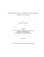 Examining the influence of the residential school for the deaf experience on deaf identity