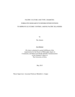 Pacific culture and type 2 diabetes: formative research to inform interventions to improve glycemic control among Pacific Islanders