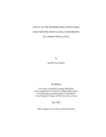 Utility of the Modified Mini Screen (MMS) for screening mental health disorders in a prison population