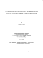 Teacher-initiated talk and student oral discourse in a second language literature classroom: a sociocultural analysis