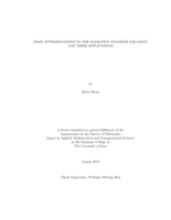 Some Approximations to the Radiative Transfer Equation and Their Applications