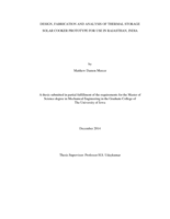 Design, fabrication and analysis of thermal storage solar cooker prototype for use in Rajasthan, India